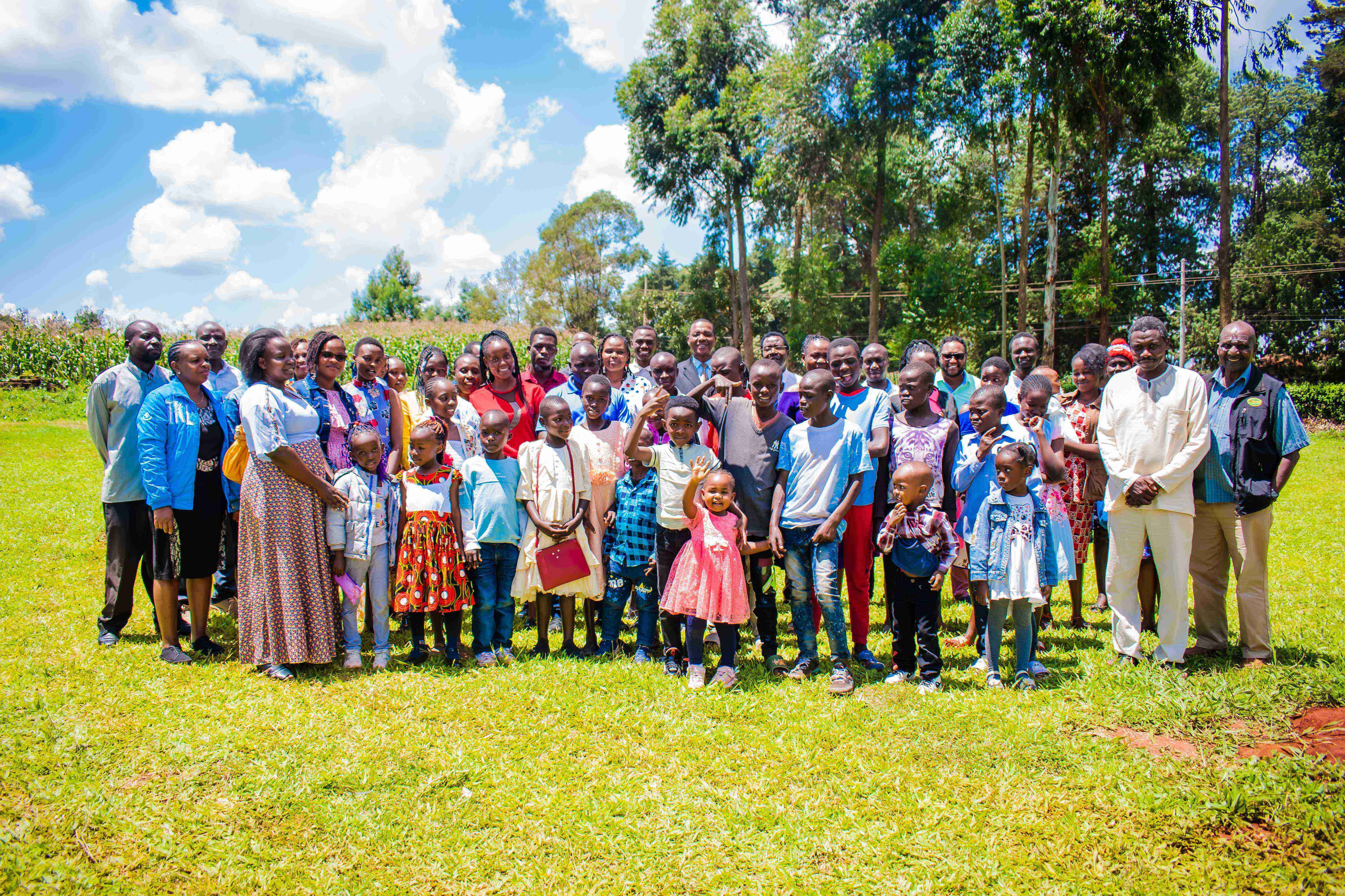 Church members standing together outdoors after fellowship